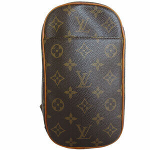 Louis Vuitton Monogram Leather Brown Pochette Body Bag Ganju Canvas Brown